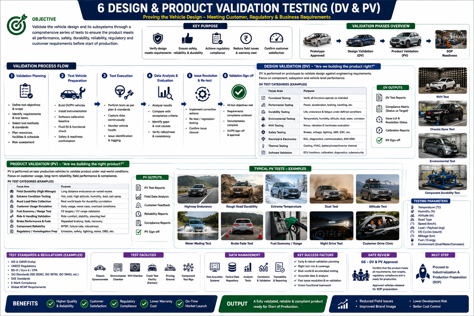 Design and Product Validation Testing automotive process infographic